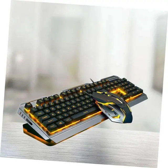 Alt view image 5 of 7 - ARTIBETTER Ergonomic Gaming Keyboard Mouse Set Yellow Led Backlight Mechanical Keyboard Tungsten Golden Design