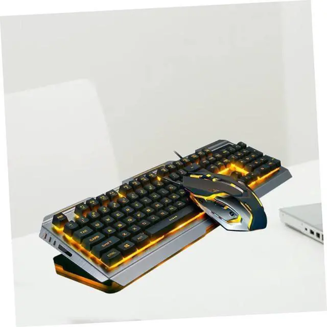 Alt view image 6 of 7 - ARTIBETTER Ergonomic Gaming Keyboard Mouse Set Yellow Led Backlight Mechanical Keyboard Tungsten Golden Design