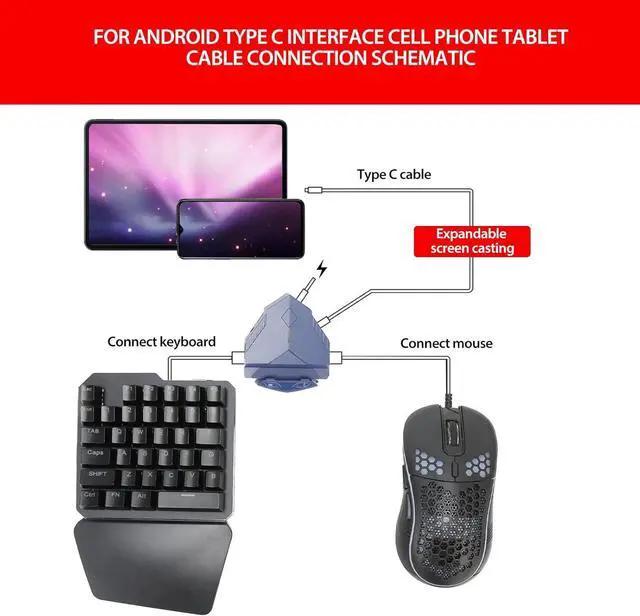 Alt view image 3 of 7 - Mobile Game Combo PackWired Gaming Keyboard Mouse Converter Mobile Game Accessories for Android for iOS