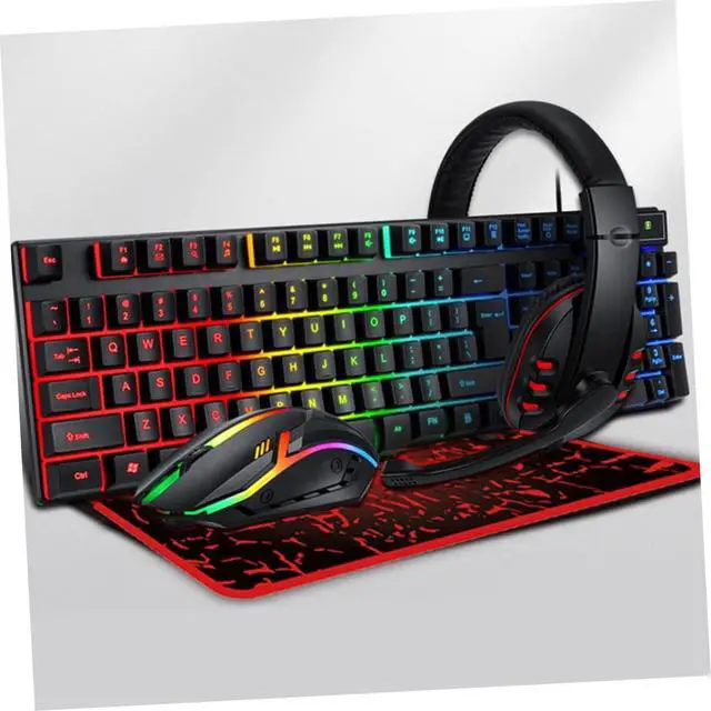 Alt view image 3 of 7 - Homoyoyo USB Mouse and Keyboard RGB Backlit Keyboard Headphone and Mouse Ergonomic Design Easy Installation