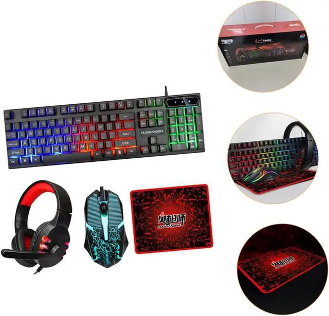 Alt view image 5 of 7 - Homoyoyo USB Mouse and Keyboard RGB Backlit Keyboard Headphone and Mouse Ergonomic Design Easy Installation