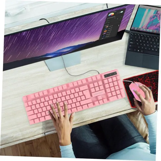 Alt view image 6 of 7 - Uonlytech 1set Wired Gaming Keyboard Mouse Headset Set Lighting Ergonomic Design for Office and Home Use