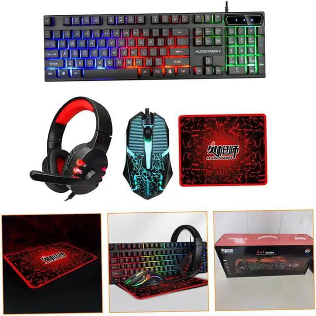 Alt view image 2 of 7 - Homoyoyo USB Mouse and Keyboard RGB Backlit Keyboard Headphone and Mouse Ergonomic Design Easy Installation