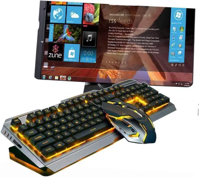 Alt view image 3 of 7 - Ergonomic Mechanical Keyboard Mouse Set Led Backlight USB for Gaming Tungsten