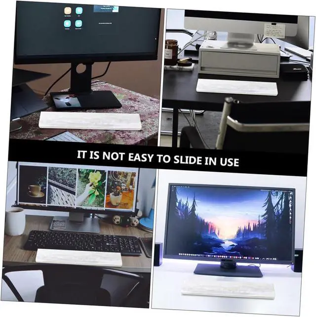 Alt view image 4 of 7 - White Pearl Resin Keyboard Wrist Support Cushion for Mechanical Keyboards Keys Ergonomic Wrist Rest Pad for Gaming and Office Use Comfortable Hand and Elbow Support to Pressure and