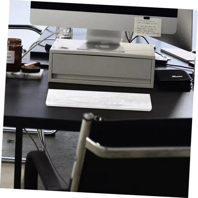 Alt view image 6 of 7 - White Pearl Resin Keyboard Wrist Support Cushion for Mechanical Keyboards Keys Ergonomic Wrist Rest Pad for Gaming and Office Use Comfortable Hand and Elbow Support to Pressure and