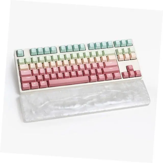 Alt view image 3 of 7 - White Pearl Resin Keyboard Wrist Support Cushion for Mechanical Keyboards Keys Ergonomic Wrist Rest Pad for Gaming and Office Use Comfortable Hand and Elbow Support to Pressure and