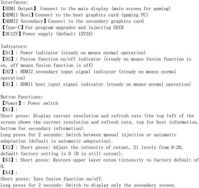 Alt view image 4 of 4 - DICHEN DMA Fuser Combiner Display Overlay Adapter,2K 144Hz HD Multimedia Interface Synthesizer,HDMI Input Output,Lossless Transmission,Aluminum Alloy Material Supply for Gaming and Video Conferencing