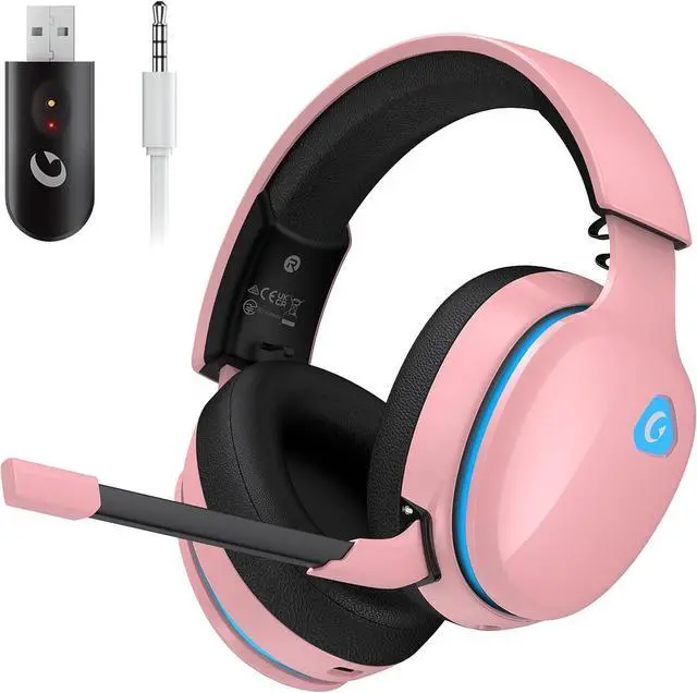 Main image of Gtheos 2.4GHz Wireless Gaming Headset for PS5, PS4 Fortnite & Call of Duty/FPS Gamers, PC, Nintendo Switch, Bluetooth 5.3 Gaming Headphones with Microphone for Mobile, Stereo Sound (Blush Pink)