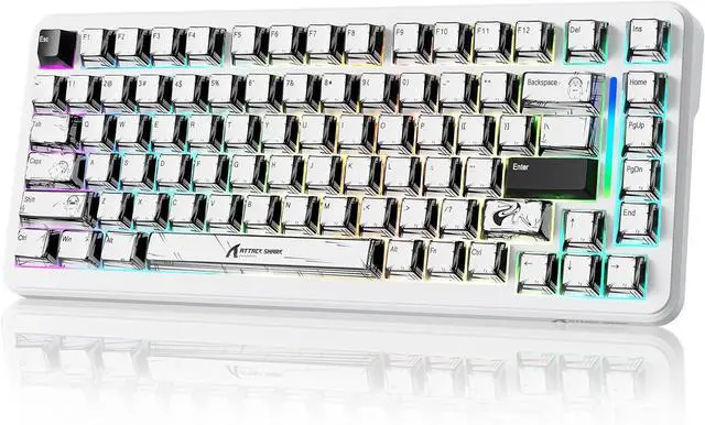 Main image of ATTACK SHARK X82PRO HE 75% Wireless Rapid Trigger Gaming Keyboard, Hall Effect Magnetic Switch Keyboard with 0.01mm RT Adjustable Actuation, 8Khz Polling Rate, Hot-Swap, RGB, for PC Gamer (Comic)