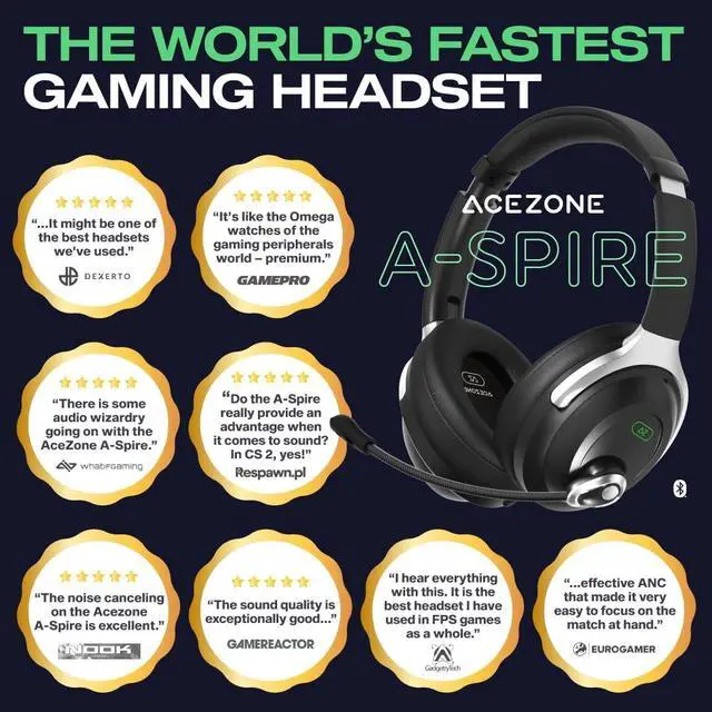 Alt view image 7 of 7 - ACEZONE A-Spire - ANC Gaming Headset - Active Noise Cancellation - Noise Cancelling Flip-to-Mute Microphone - Mobile App - Lightweight - Windows PC - PS4 - PS5 - Xbox - Switch - Android - iOS - Mac