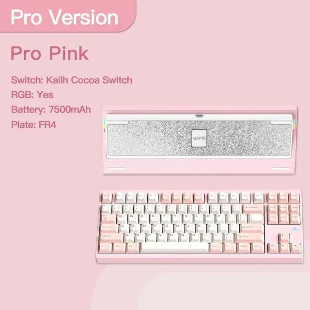 Alt view image 2 of 7 - KEEBMONKEY WOBKEY Crush 80 Reboot CNC Aluminum 5-Second Quick-Release Triple-Mode Connectivity Mechanical Keyboard with Superior Acoustics (Pro Pink)