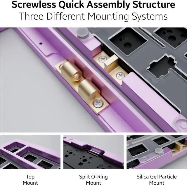 Alt view image 4 of 7 - Chilkey ND75 Aluminum Keyboard 75% Percent Wireless Gaming Mechanical Keyboard with LCD Screen, Quick Assembly, BT/2.4G/USB-C, Hot Swappable Per-Key RGB Custom Purple Key Board for Laptop Office PC