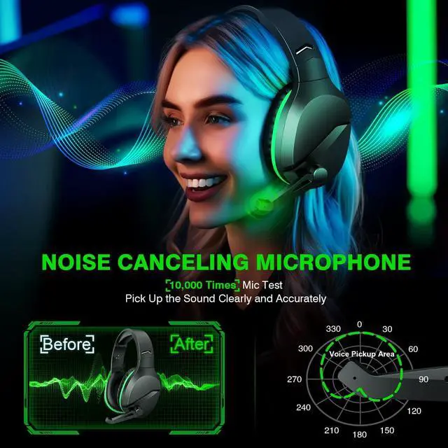Alt view image 4 of 7 - X3 Wireless Gaming Headset for Xbox Series X|S, Xbox One, PS5, PC, Mac, Switch  Bluetooth Headphones with Noise Cancelling Mic, 60H Playtime, Low Latency, Lightweight for Gamers