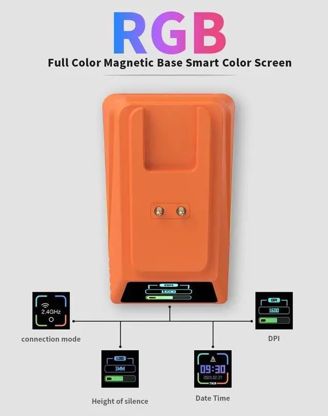 Alt view image 4 of 6 - AJAZZ AJ159 APEX Wireless Gaming Mouse 2.4G Wired BT|RGB Magnetic Screen Charging Dock|Lightweight|42K Optical Tracking|400mAh Battery |PAW3950APEX Sensor.