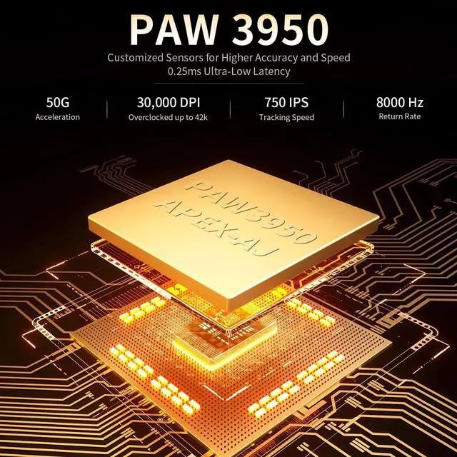 Alt view image 5 of 6 - AJAZZ AJ159 APEX Wireless Gaming Mouse 2.4G Wired BT|RGB Magnetic Screen Charging Dock|Lightweight|42K Optical Tracking|400mAh Battery |PAW3950APEX Sensor.