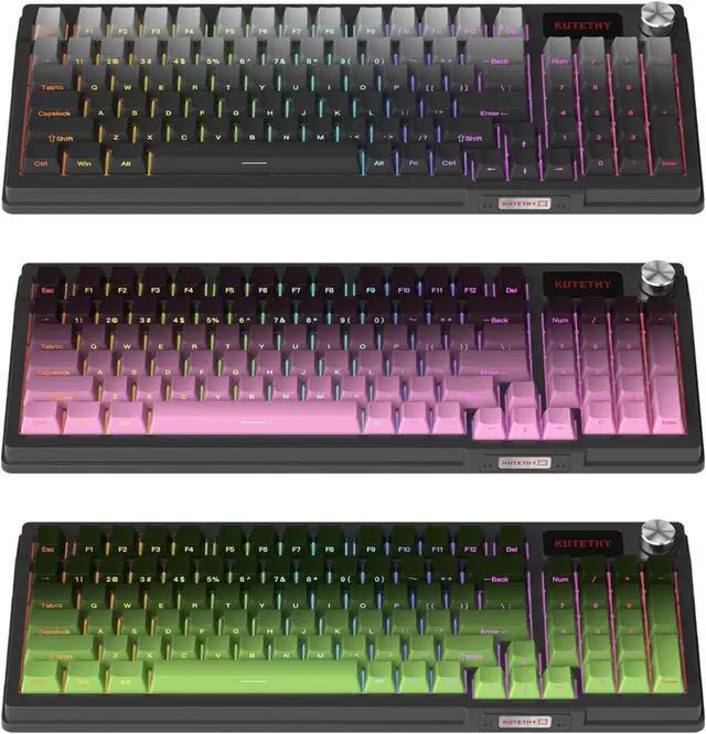 Alt view image 7 of 7 - DRAOZA Kutethy Wireless Mechanical Keyboard,Pre-lubed Switches,Gasket Structure,Tri-Mode BT/2.4GHz/USB-C Hot Swappable Keyboard,Side Printed PBT Keycaps,RGB Backlit Gaming Keyboard(Ghost+Ashen)