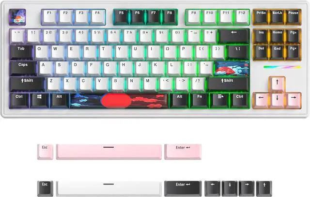 Alt view image 5 of 7 - Owpkeenthy 75 Percent Gaming Keyboard Gasket Mounted,87 Key TKL Mechanical Keyboard Hot Swappable with Sound Absorbing Foam Pre-lubed Linear Switch South-Facing RGB Backlit for PC Laptop (Olivia)