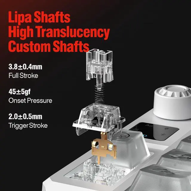 Alt view image 3 of 7 - 75% Mechanical Keyboard,Hotswap Linear Switch Music Rhythm RGB Backlight,Shine-Through Transparent Keycaps Rotary Knob+Screen,Tri-Mode Gaming Keyboard for Win/MAC (Transparent White)