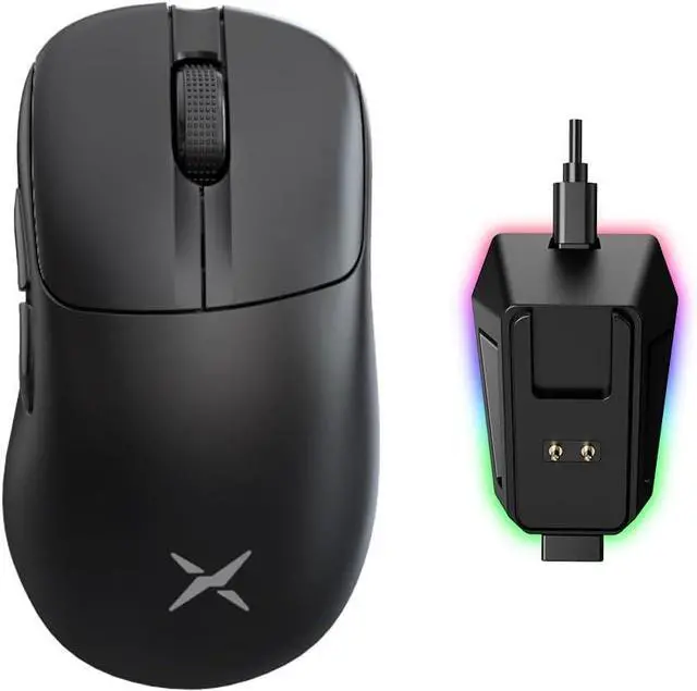 Main image of DeLUX M500 PRO Wireless Ergonomic Gaming Mouse, 58.5g Lightweight, 8000Hz Polling Rate, RGB Charging Dock, PAW3395 with 26000DPI, Tri-Mode Connection, TTC Golden Wheel (Black)