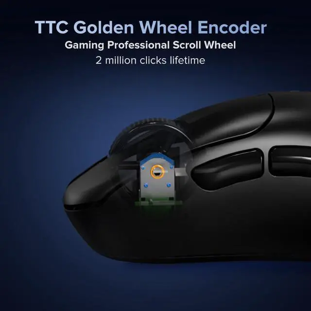 Alt view image 5 of 7 - DeLUX M500 PRO Wireless Ergonomic Gaming Mouse, 58.5g Lightweight, 8000Hz Polling Rate, RGB Charging Dock, PAW3395 with 26000DPI, Tri-Mode Connection, TTC Golden Wheel (Black)