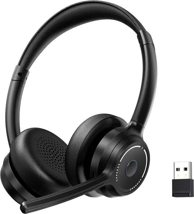 Main image of (2025 Upgraded) Wireless Headset with Mic for Work, Bluetooth Headset with Noise Canceling Microphone, Wireless Headphones with Mic and USB Dongle and Mute, Fit for Computer/PC/Teams