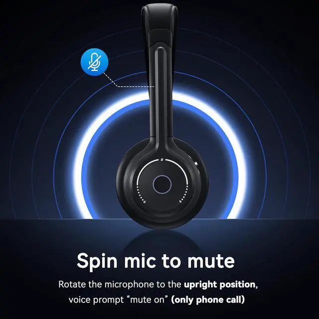 Alt view image 4 of 7 - (2025 Upgraded) Wireless Headset with Mic for Work, Bluetooth Headset with Noise Canceling Microphone, Wireless Headphones with Mic and USB Dongle and Mute, Fit for Computer/PC/Teams