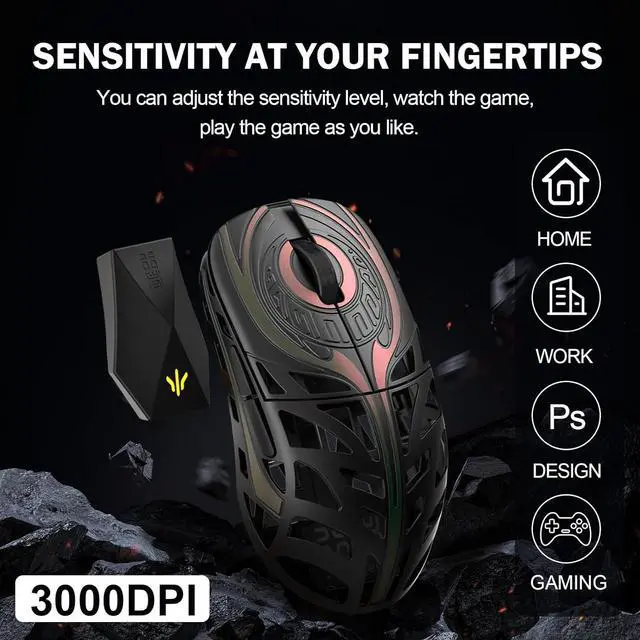 Alt view image 3 of 6 - WLMOUSE Strider Magnesium Gaming Mouse 45g Superlight Magnesium Alloy Wireless Gaming Mouse, 125-8000Hz (Adjustable) Wireless Polling Rate, PAW 3950 HS Sensor, for PC/Laptop/Mac (Strider OM-White)