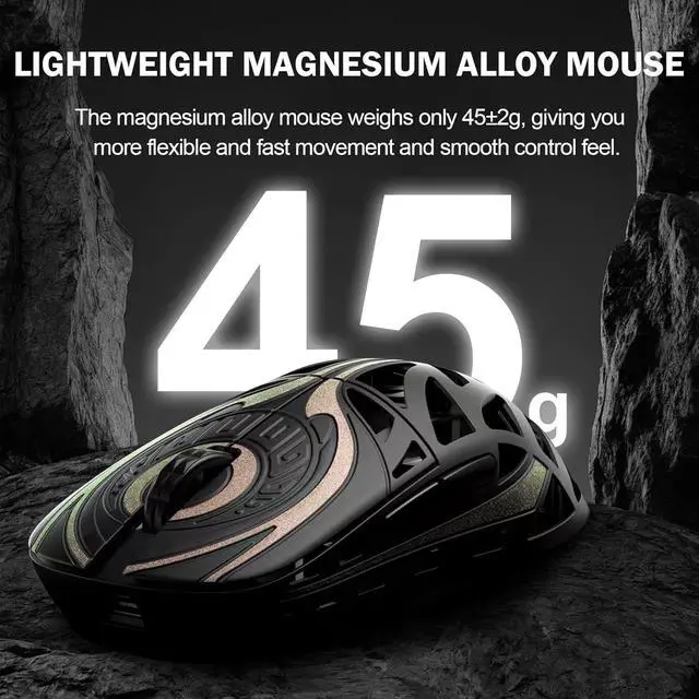 Alt view image 4 of 6 - WLMOUSE Strider Magnesium Gaming Mouse 45g Superlight Magnesium Alloy Wireless Gaming Mouse, 125-8000Hz (Adjustable) Wireless Polling Rate, PAW 3950 HS Sensor, for PC/Laptop/Mac (Strider OM-White)