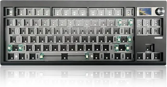 Main image of GMK87 Keyboard Barebones Kit,Gasket Mount Hot Swap PCB Triple Mode BT5.0/2.4G/Type-C Wireless Mechanical Keyboard with Knob VIA-Programmable Custom TFT-Screen RGB DIY Kit(Black)