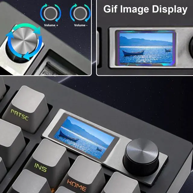 Alt view image 4 of 7 - GMK87 Keyboard Barebones Kit,Gasket Mount Hot Swap PCB Triple Mode BT5.0/2.4G/Type-C Wireless Mechanical Keyboard with Knob VIA-Programmable Custom TFT-Screen RGB DIY Kit(Black)