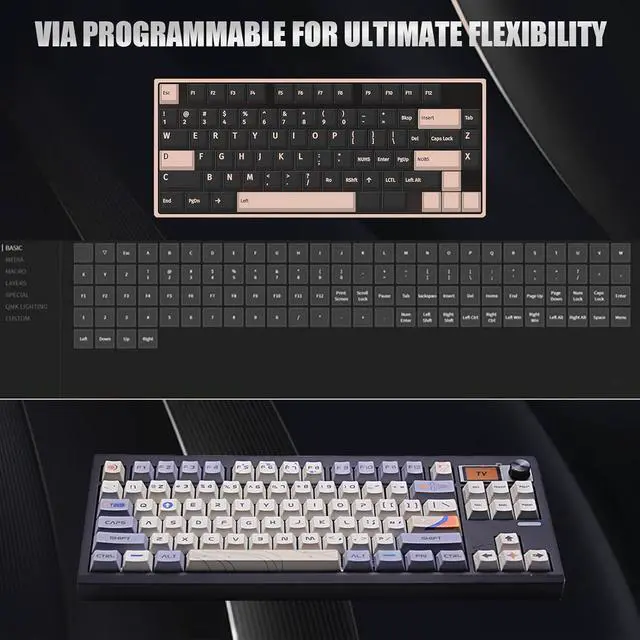 Alt view image 6 of 7 - GMK87 Keyboard Barebones Kit,Gasket Mount Hot Swap PCB Triple Mode BT5.0/2.4G/Type-C Wireless Mechanical Keyboard with Knob VIA-Programmable Custom TFT-Screen RGB DIY Kit(Black)