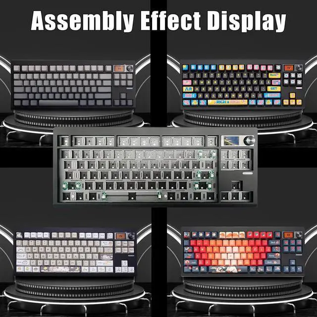 Alt view image 7 of 7 - GMK87 Keyboard Barebones Kit,Gasket Mount Hot Swap PCB Triple Mode BT5.0/2.4G/Type-C Wireless Mechanical Keyboard with Knob VIA-Programmable Custom TFT-Screen RGB DIY Kit(Black)