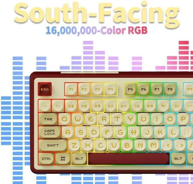Alt view image 4 of 7 - DAIDAI×AJAZZ AK870 TKL 87-Key Gasket Structure Full-Key Hot-Swappable Mechanical Keyboard Type-C/2.4G/BT 5.1, 4000mAh Battery, MOA Keycap South-Facing RGB, for Windows/MAC.