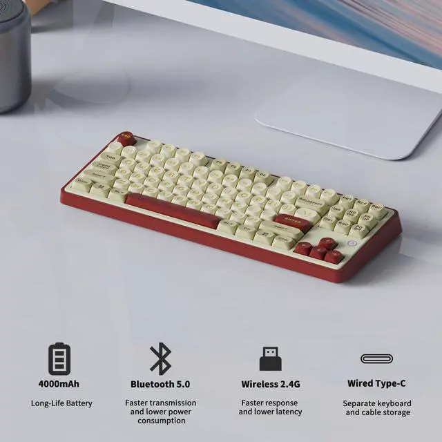 Alt view image 5 of 7 - DAIDAI×AJAZZ AK870 TKL 87-Key Gasket Structure Full-Key Hot-Swappable Mechanical Keyboard Type-C/2.4G/BT 5.1, 4000mAh Battery, MOA Keycap South-Facing RGB, for Windows/MAC.