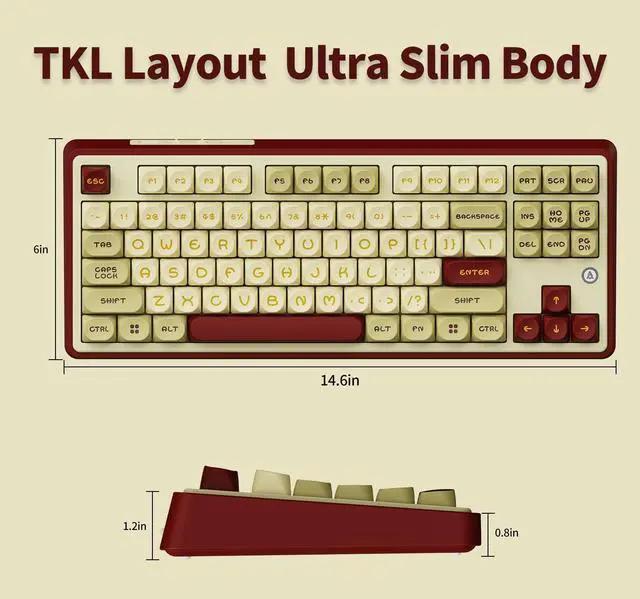 Alt view image 6 of 7 - DAIDAI×AJAZZ AK870 TKL 87-Key Gasket Structure Full-Key Hot-Swappable Mechanical Keyboard Type-C/2.4G/BT 5.1, 4000mAh Battery, MOA Keycap South-Facing RGB, for Windows/MAC.