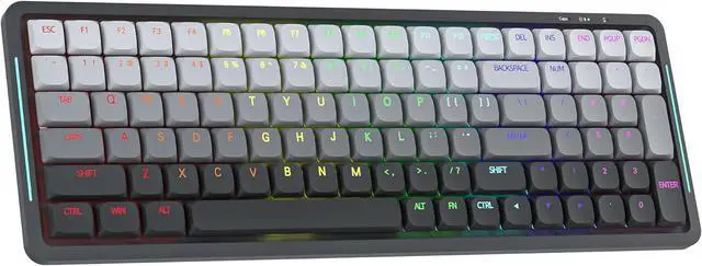 Main image of Newmen SK01 Low Profile Mechanical Keyboard,100 Keys Compact Layout Hot-swappable RGB Backlit Gaming Keyboard,Bluetooth/2.4G/USB Wireless Mechanical Keyboards Metal panels for Window Laptop Red Switch