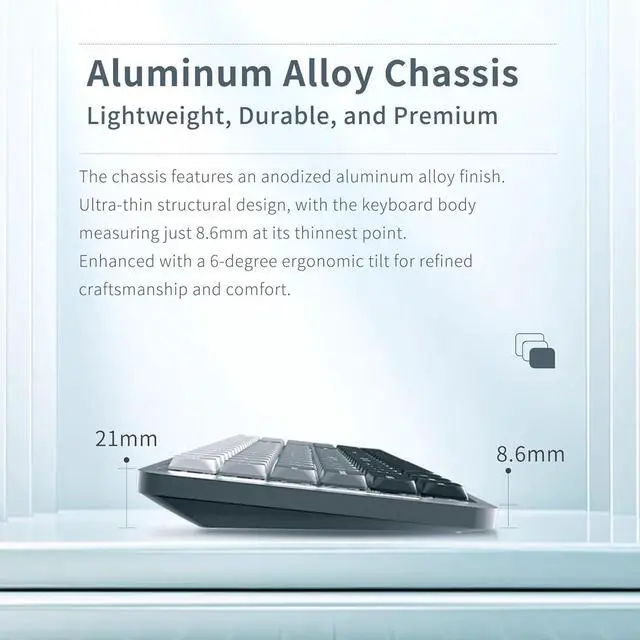 Alt view image 2 of 7 - Newmen SK01 Low Profile Mechanical Keyboard,100 Keys Compact Layout Hot-swappable RGB Backlit Gaming Keyboard,Bluetooth/2.4G/USB Wireless Mechanical Keyboards Metal panels for Window Laptop Red Switch