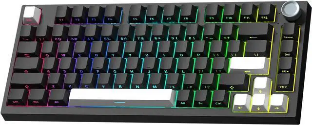 Main image of Keymatic Wireless Mechanical Keyboard,75% Hot Swappable Custom Keyboard with Knob,RGB Backlit,Side Printed PBT Keycaps,2.4GHz/USB-C/BT5.0 Mechanical Gaming Keyboards