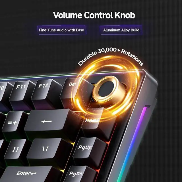 Alt view image 2 of 7 - TMKB T81E Mechanical Gaming Keyboard, 75% Gasket Mount Wired Keyboard with Knob & 5-Layer Sound Dampening, Hot-Swappable, RGB Backlit, 82 Keys for Windows/Mac/Linux - Black