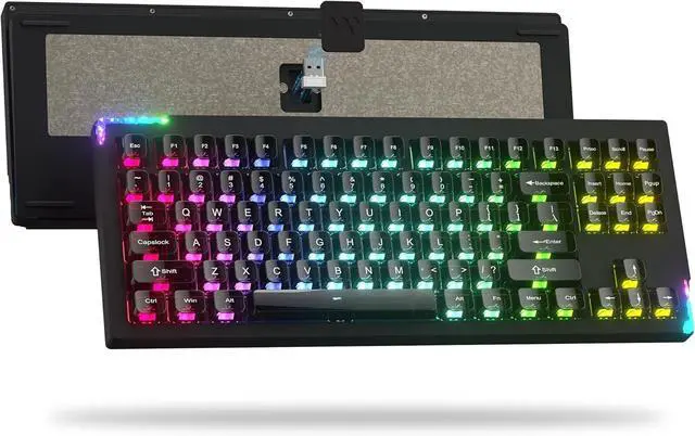 Main image of SK87 75% Wireless Gaming Keyboard QMK/VIA, Full Aluminum Transparent keycaps Mechanical Keyboard, Bluetooth 5.0/2.4GHz/USB-C Wired Programmable Keyboard, Hot Swappable, POM Linear Switch (Black)