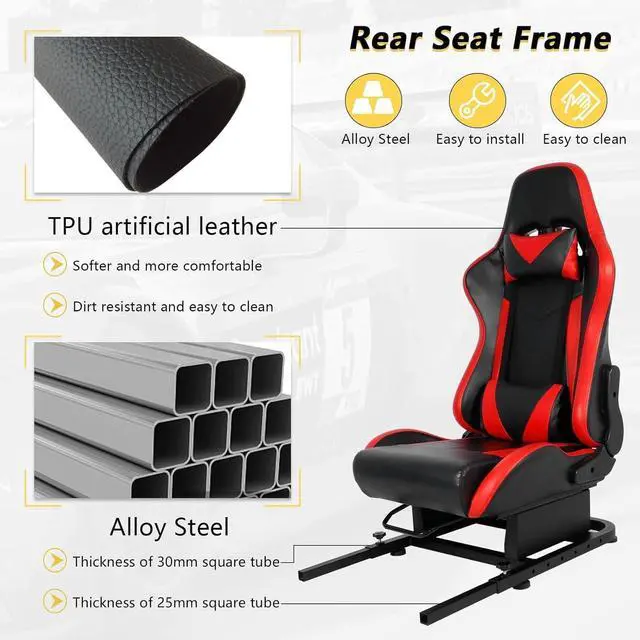 Alt view image 3 of 7 - Marada Racing Simulator Cockpit Frame with Bolts&Red Seat Suitable for Dardoo/Supllueer/Anman,Compatible Adjustable Portable Real Driving Flying Sim Gaming Stand&Split Rear Chair Cockpit