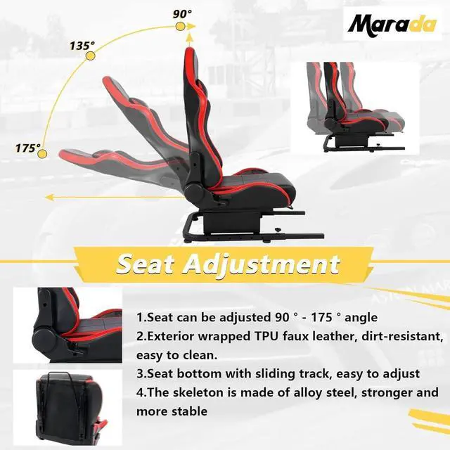 Alt view image 5 of 7 - Marada Racing Simulator Cockpit Frame with Bolts&Red Seat Suitable for Dardoo/Supllueer/Anman,Compatible Adjustable Portable Real Driving Flying Sim Gaming Stand&Split Rear Chair Cockpit