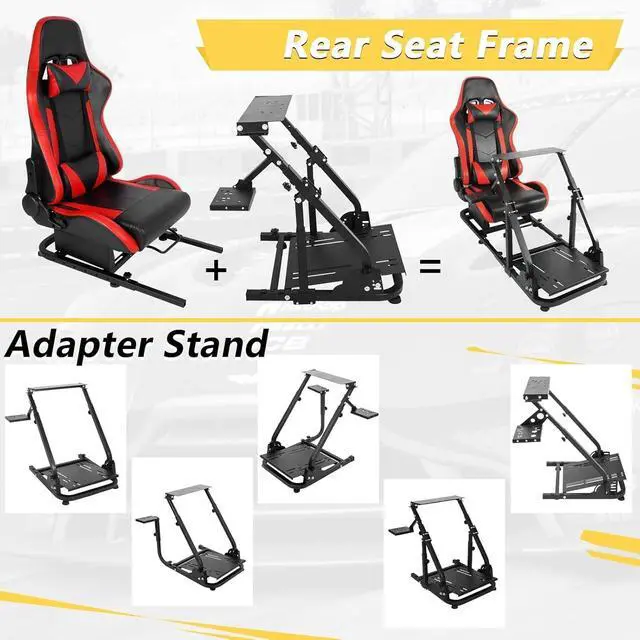 Alt view image 6 of 7 - Marada Racing Simulator Cockpit Frame with Bolts&Red Seat Suitable for Dardoo/Supllueer/Anman,Compatible Adjustable Portable Real Driving Flying Sim Gaming Stand&Split Rear Chair Cockpit
