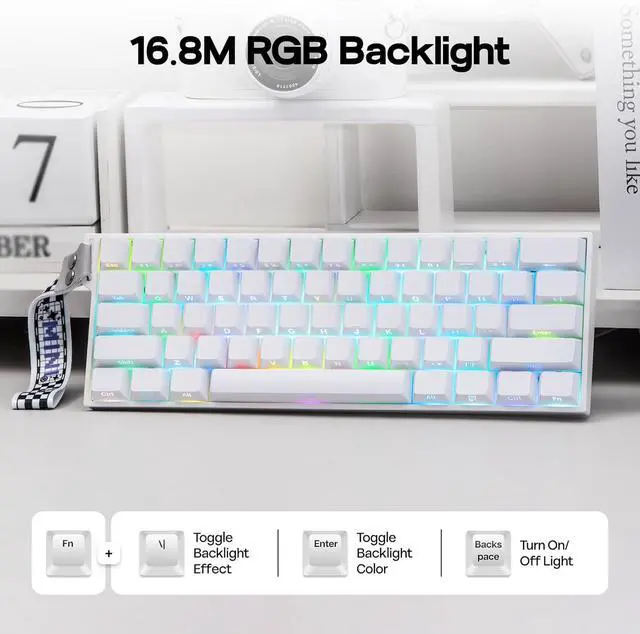Alt view image 7 of 7 - MechLands Aula Mini60 HE PRO Wireless Hall Effect Keyboard, 4000mAh, SOCD & DKS, Magnetic Gaming Keyboard with Fast Trigger, Adjustable Actuation, 8K Polling, RGB Backlit, Sound Dampening (White)