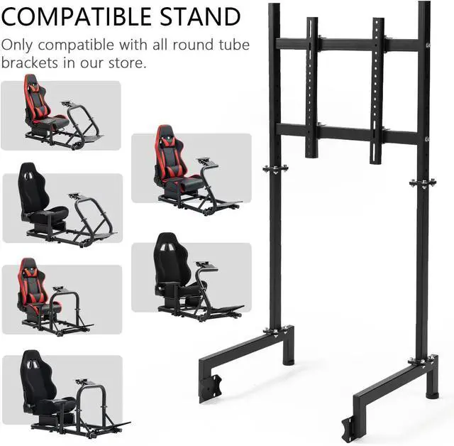 Alt view image 3 of 7 - Anman Racing Pro Visualizer Display Stand Fit for Round Tube Racing Simulator Cockpit,Supports 24 to 55 Inch Screen Monitor Mount Bracket, Adjustable Stable Sim Monitor Stand