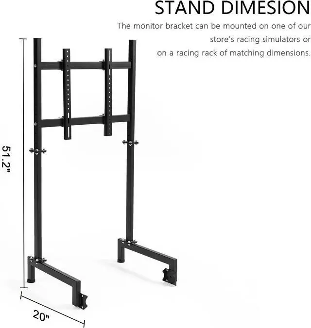 Alt view image 6 of 7 - Anman Racing Pro Visualizer Display Stand Fit for Round Tube Racing Simulator Cockpit,Supports 24 to 55 Inch Screen Monitor Mount Bracket, Adjustable Stable Sim Monitor Stand