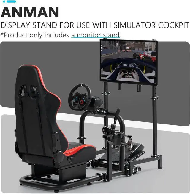 Alt view image 7 of 7 - Anman Racing Pro Visualizer Display Stand Fit for Round Tube Racing Simulator Cockpit,Supports 24 to 55 Inch Screen Monitor Mount Bracket, Adjustable Stable Sim Monitor Stand