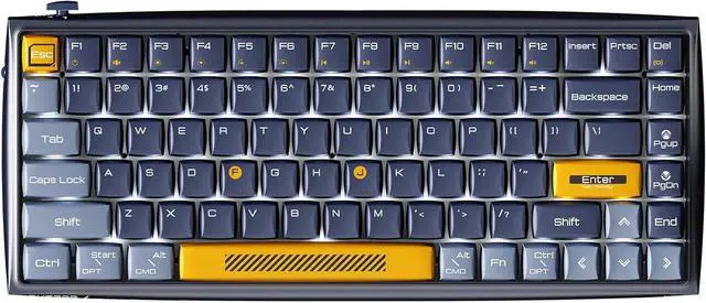 Main image of Durgod K710 Wireless Mechanical Keyboard, 84-Key 75% Layout, Connect up to 3 Devices via Bluetooth/2.4G Wireless for Mac Windows Linux, LED Backlit & N-Key Rollover, Tactile Brown Switch, Navy Blue