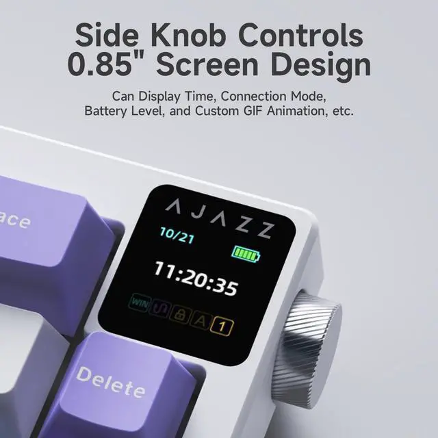 Alt view image 3 of 6 - AJ650 Mechanical Keyboard tri-Mode with Screen Gasket Structure (Flying Fish Purple)